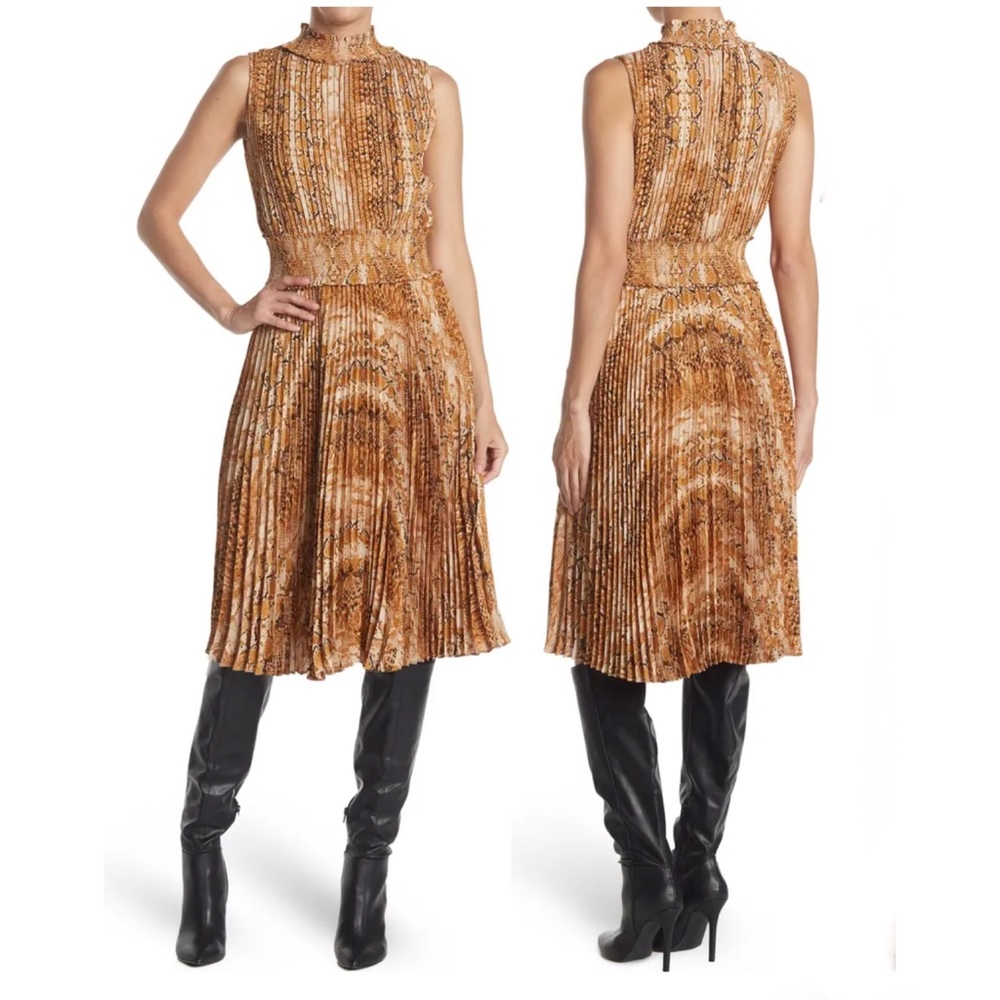 NANETTE LEPORE Printed Pleated Sleeveless Dress 14